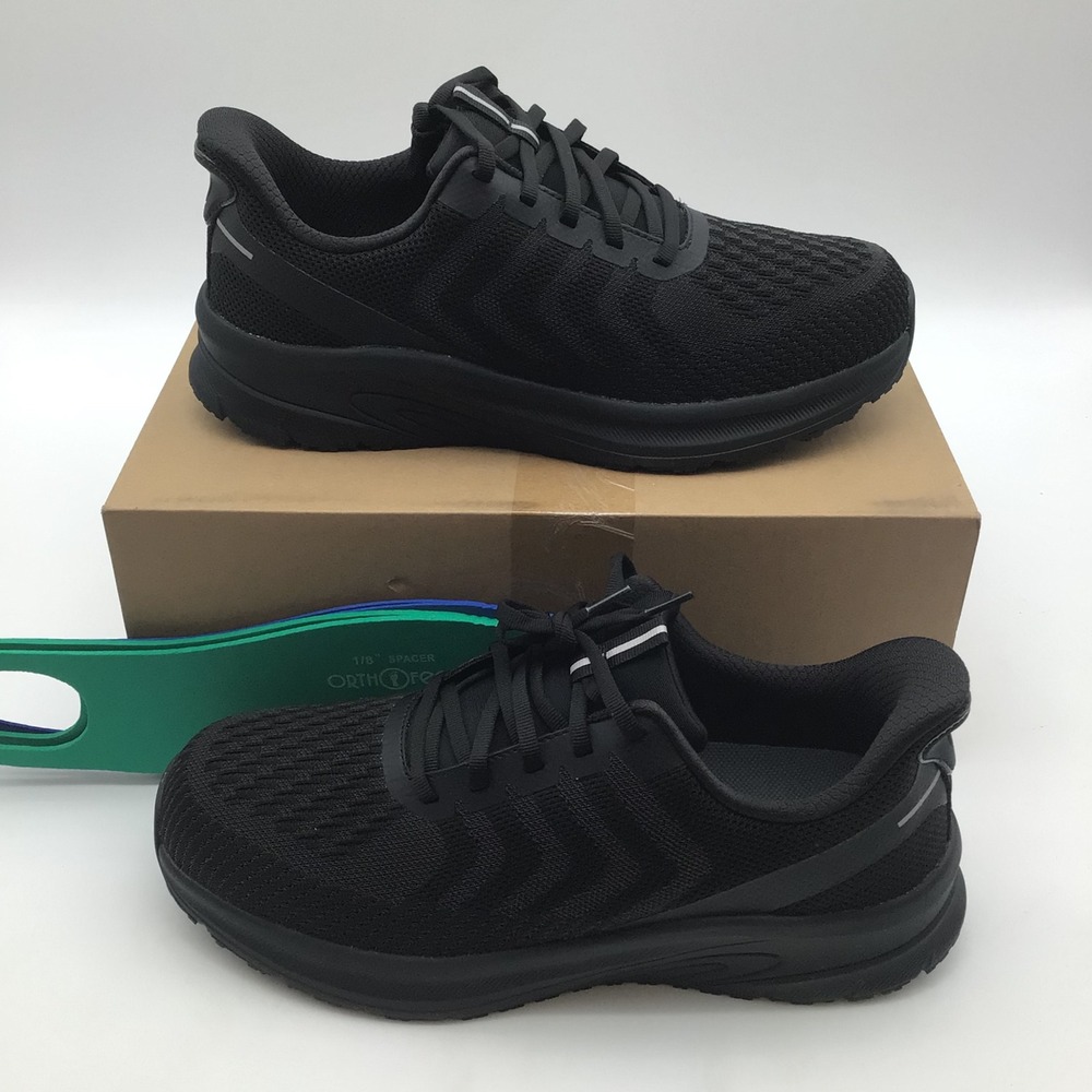 Orthofeet Tilos Mens Black Walking Shoes Orthopedic‎ Sneakers Size 9.5 D NEW